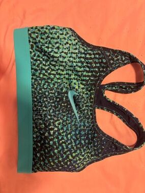 Nike Blue & Teal Patterned Dri-FIT Sports Bra